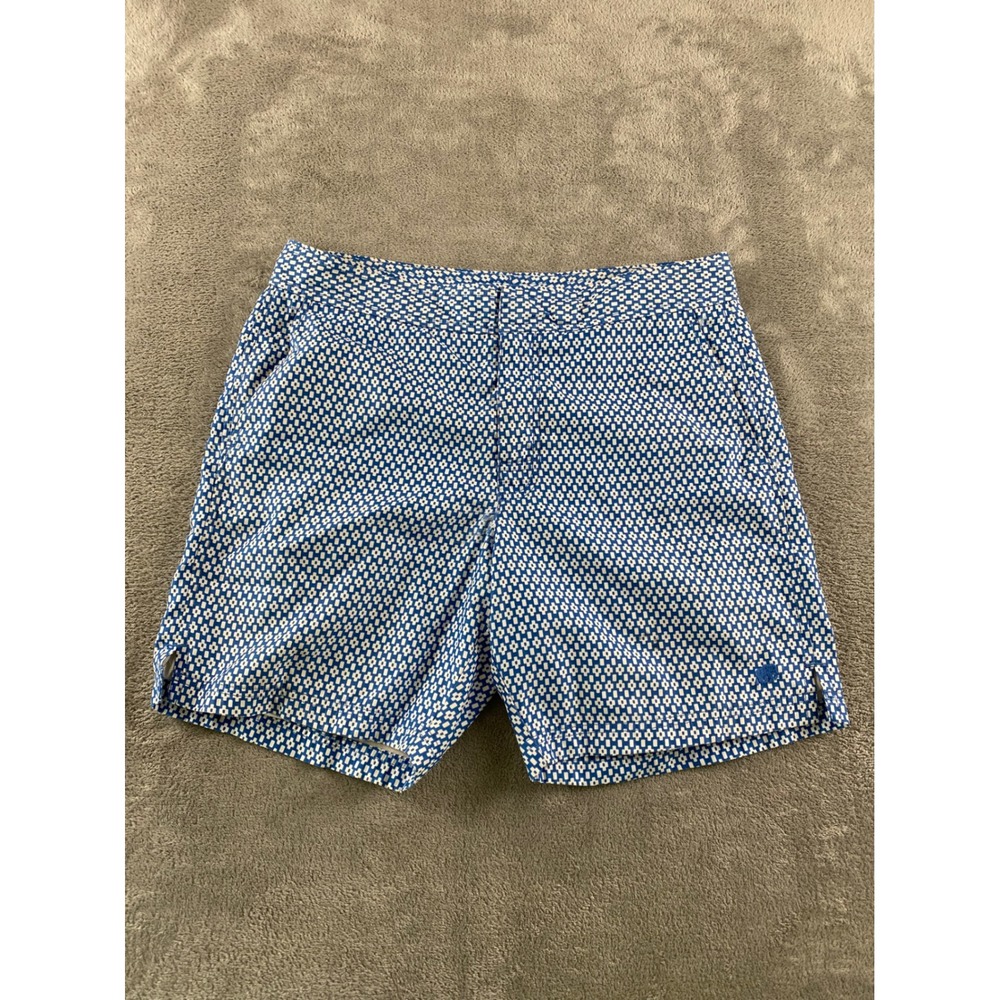 Banana Republic Womens Blue White Geometric Tile Print Shorts Sz M Elephant Logo